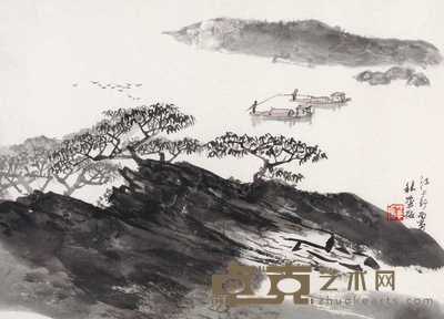 华拓 1986年作 江上行 镜心 40.2×55.5cm